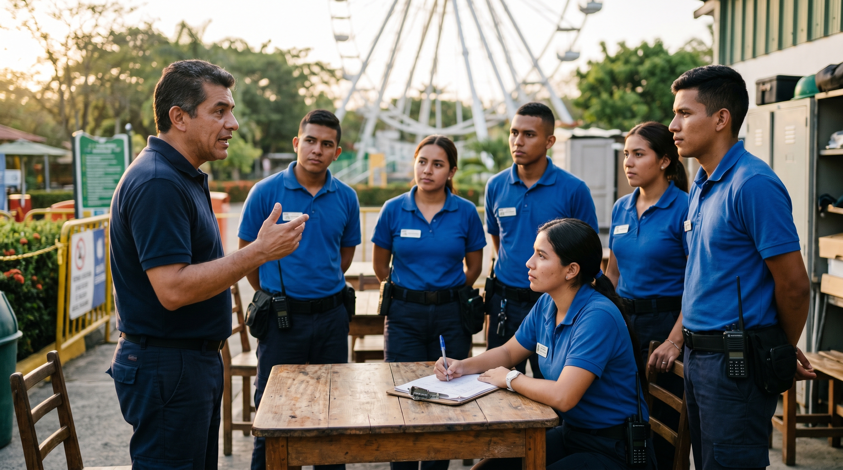 Briefing operativo de un equipo de parque